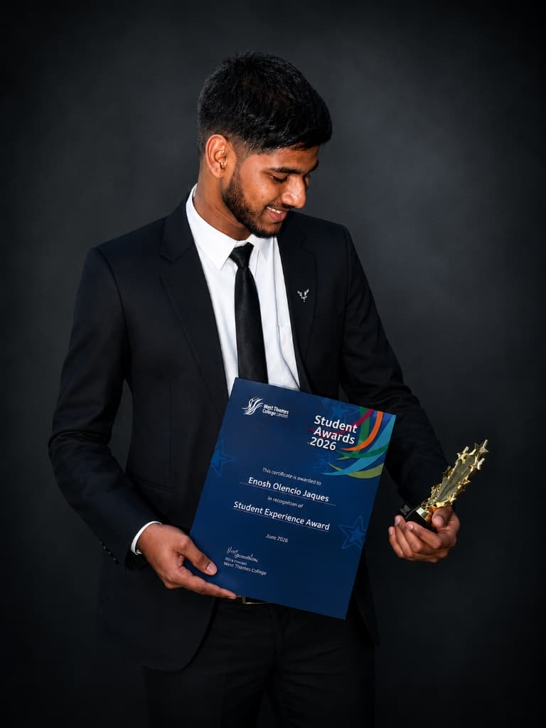 Enosh Jaques — Student Experience Award 2026, West Thames College