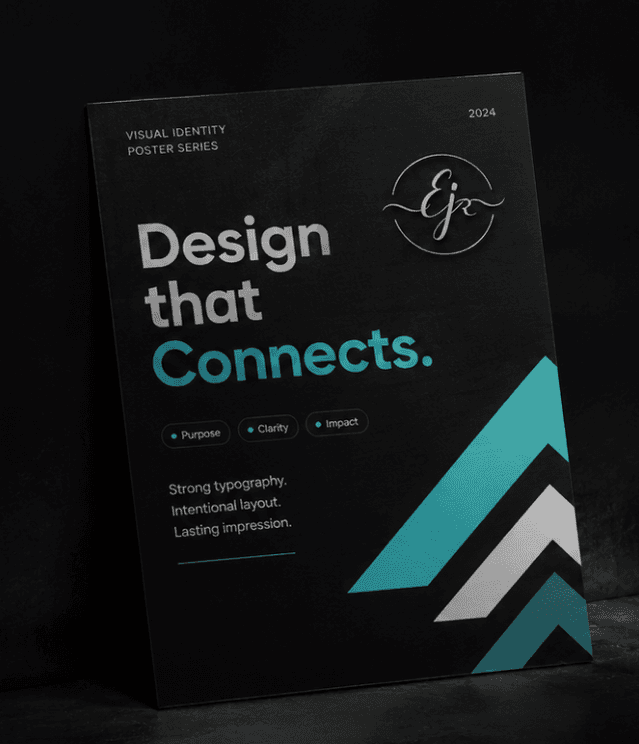 Graphic Layout Poster showing visual event design and typography 'Design that Connects'
